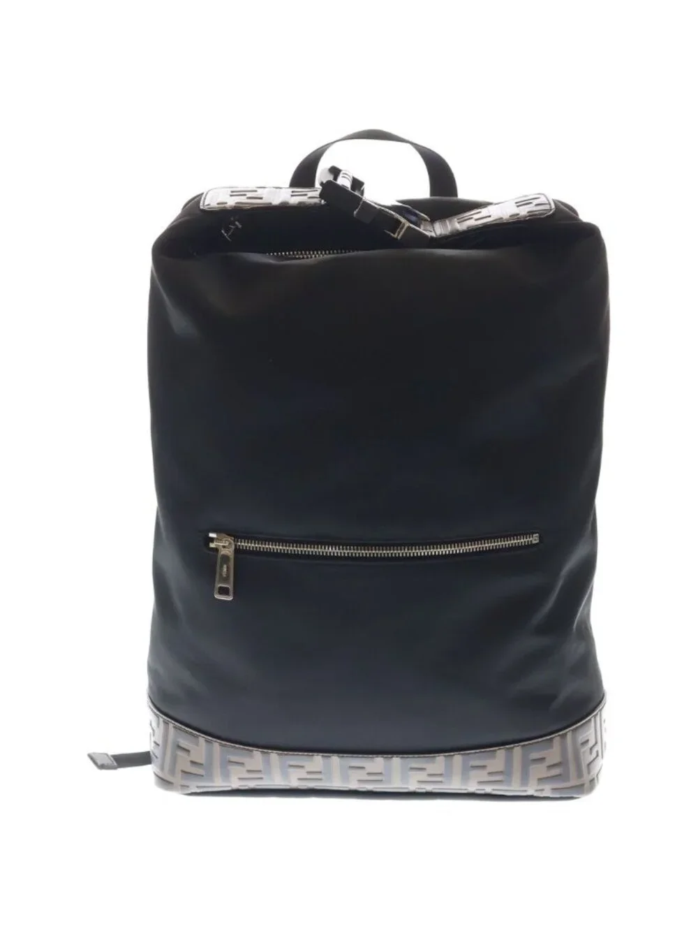 Fendi Zucca Pattern Nylon Leather Backpack Black